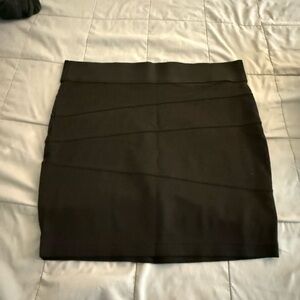 Stooshy Black Asymmetrical Pencil Mini Skirt